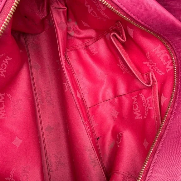 MCM Pink Saffiano Leather Structured Tote Satchel COA Included - Picture 9 of 10